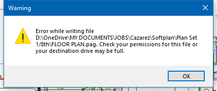 error while writing file - General Questions - SoftPlan Users Forum